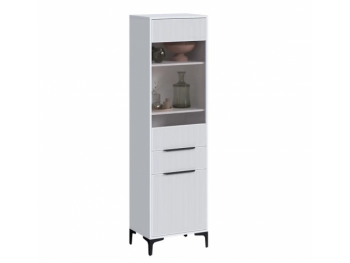 Пенал 550 мм со стеклом Кимберли белый (Handis) в Камышлове - kamyshlov.mebel-e96.ru