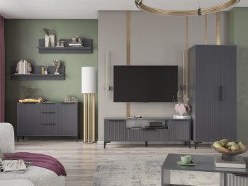 Стенка Кимберли графит, модульная (Handis) в Камышлове - kamyshlov.mebel-e96.ru