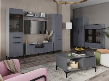 Стенка Кимберли графит, модульная (Handis) в Камышлове - kamyshlov.mebel-e96.ru