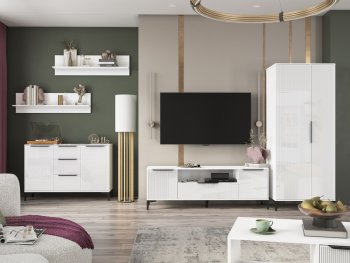 Стенка Кимберли белый, модульная (Handis) в Камышлове - kamyshlov.mebel-e96.ru