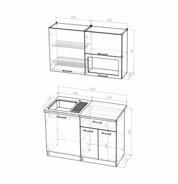 Кухонный гарнитур Кира лайт 1200 мм (Герда) в Камышлове - kamyshlov.mebel-e96.ru