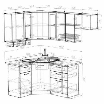 Кухонный гарнитур Кира литл 1300х2000 мм (Герда) в Камышлове - kamyshlov.mebel-e96.ru