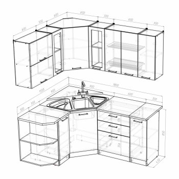 Кухонный гарнитур Кира оптима 1500х1800 мм (Герда) в Камышлове - kamyshlov.mebel-e96.ru