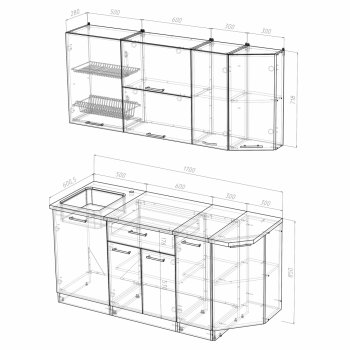 Кухонный гарнитур Кира демо 1700 мм (Герда) в Камышлове - kamyshlov.mebel-e96.ru