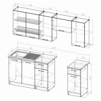 Кухонный гарнитур Кира компакт 2200 мм (Герда) в Камышлове - kamyshlov.mebel-e96.ru
