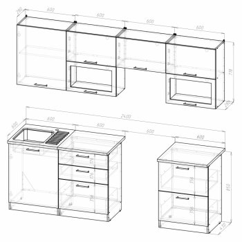 Кухонный гарнитур Кира базис 2400 мм (Герда) в Камышлове - kamyshlov.mebel-e96.ru