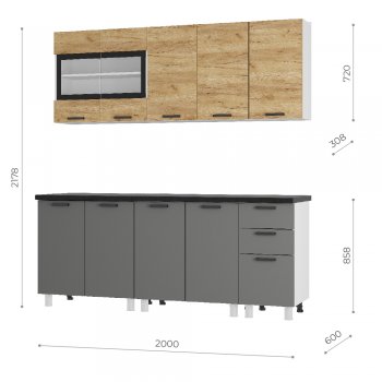 Кухонный гарнитур 2000 мм Крафт тип 2 (БТС) в Камышлове - kamyshlov.mebel-e96.ru