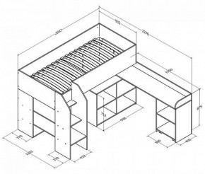 Кровать-чердак Теремок-2 Дуб молочный в Камышлове - kamyshlov.mebel-e96.ru