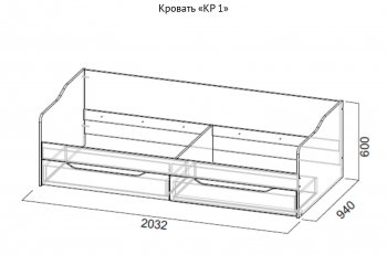 Кровать КР-1 Дуб сонома (СВ) в Камышлове - kamyshlov.mebel-e96.ru