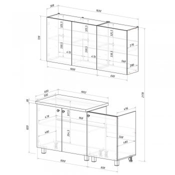 Кухонный гарнитур Куба 1600 мм (БТС) в Камышлове - kamyshlov.mebel-e96.ru