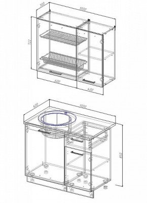 Кухонный гарнитур Антрацит 1000 в Камышлове - kamyshlov.mebel-e96.ru