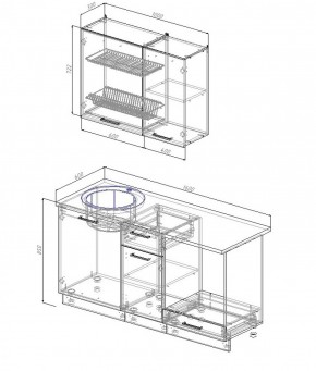 Кухонный гарнитур Антрацит 1600 в Камышлове - kamyshlov.mebel-e96.ru