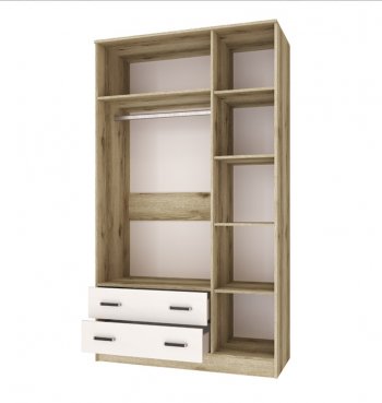 Шкаф Лагуна с антресолью делано/белый (Текс) в Камышлове - kamyshlov.mebel-e96.ru