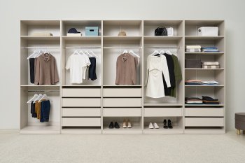 Гардеробная/шкаф 4000 мм Ларго №1 открытая Кашемир (Миф) в Камышлове - kamyshlov.mebel-e96.ru