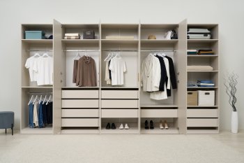 Гардеробная/шкаф 4000 мм Ларго №4 Кашемир (Миф) в Камышлове - kamyshlov.mebel-e96.ru