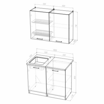 Кухонный гарнитур Лариса мини 1 1000 мм (Герда) в Камышлове - kamyshlov.mebel-e96.ru