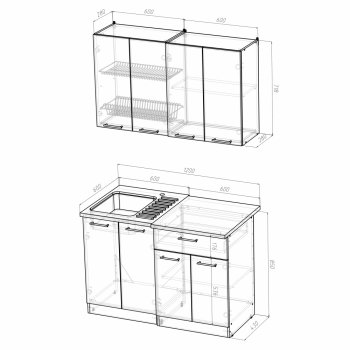 Кухонный гарнитур Лариса лайт 1 1200 мм (Герда) в Камышлове - kamyshlov.mebel-e96.ru