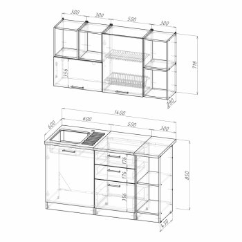 Кухонный гарнитур Лариса медиум 3 1400 мм (Герда) в Камышлове - kamyshlov.mebel-e96.ru