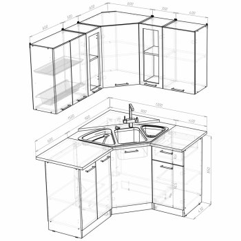 Кухонный гарнитур Лариса оптима 2 1500х1300 мм (Герда) в Камышлове - kamyshlov.mebel-e96.ru