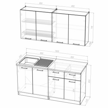 Кухонный гарнитур Лариса стандарт 2 1600 мм (Герда) в Камышлове - kamyshlov.mebel-e96.ru