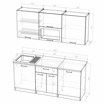 Кухонный гарнитур Лариса макси 1 1800 мм (Герда) в Камышлове - kamyshlov.mebel-e96.ru