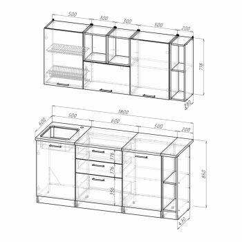 Кухонный гарнитур Лариса макси 4 1800 мм (Герда) в Камышлове - kamyshlov.mebel-e96.ru