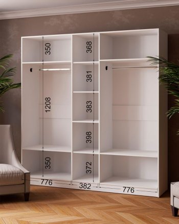 Шкаф 2000 мм Ларс с зеркалом белый (Микон) в Камышлове - kamyshlov.mebel-e96.ru