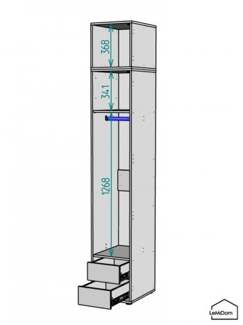 Шкаф с антресолью 400 мм Linnea MHR-1A-3 2450х400х510 (Белый-М 11.1.2) в Камышлове - kamyshlov.mebel-e96.ru