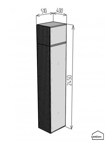 Шкаф с антресолью 400 мм Linnea MHR-1A-1 2450х400х510 (Графит-М 11.1.25) в Камышлове - kamyshlov.mebel-e96.ru