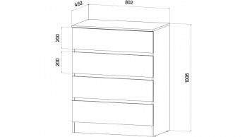 Комод 4 ящика Ленора вотан/Кашемир (Лин) в Камышлове - kamyshlov.mebel-e96.ru