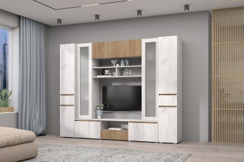 Стенка Лиана комп.3 крафт (Зарон) в Камышлове - kamyshlov.mebel-e96.ru