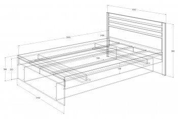 Кровать двуспальная Лиана графит (Зарон) в Камышлове - kamyshlov.mebel-e96.ru