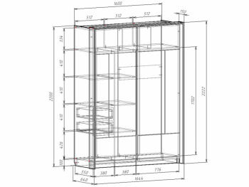 Шкаф-купе 1600 мм Либерти (Росток) в Камышлове - kamyshlov.mebel-e96.ru