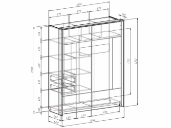 Шкаф-купе 1800 мм Либерти (Росток) в Камышлове - kamyshlov.mebel-e96.ru