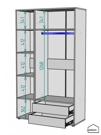 Шкаф Linnea MHR-3-2 2050х1200х510 (Графит-М 11.1.25) в Камышлове - kamyshlov.mebel-e96.ru