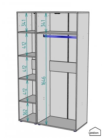 Шкаф Linnea MHR-3PO-1 2050х1200х510 (Белый-М 11.1.1) в Камышлове - kamyshlov.mebel-e96.ru