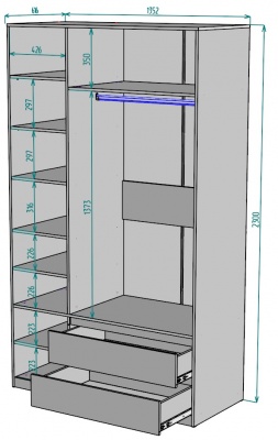 Шкаф Мальта 1350 мм Графит в Камышлове - kamyshlov.mebel-e96.ru