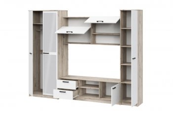 Стенка Марта-12 дуб крафт серый/белый (ИЦ) в Камышлове - kamyshlov.mebel-e96.ru