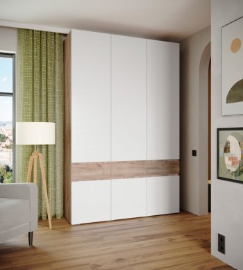 Шкаф 1500 мм Мерида крафт табачный/белый (Микон) в Камышлове - kamyshlov.mebel-e96.ru