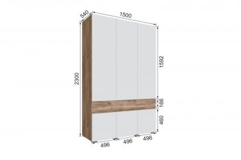 Шкаф 1500 мм Мерида крафт табачный/белый (Микон) в Камышлове - kamyshlov.mebel-e96.ru