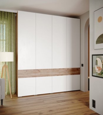 Шкаф 2000 мм Мерида крафт табачный/белый (Микон) в Камышлове - kamyshlov.mebel-e96.ru