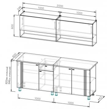 Кухонный гарнитур Монако 2000 мм СВ) в Камышлове - kamyshlov.mebel-e96.ru