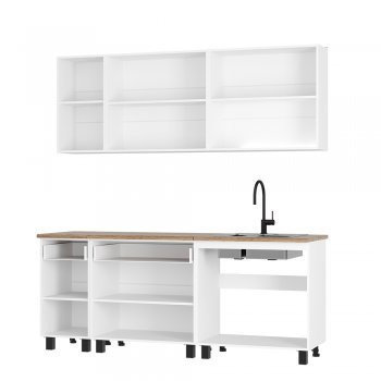 Кухонный гарнитур Монтана 2000 мм белый/графит (БТС) в Камышлове - kamyshlov.mebel-e96.ru