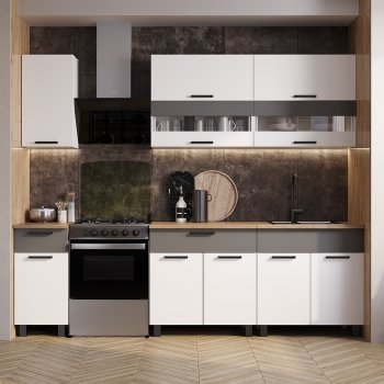 Кухонный гарнитур Монтана 2000 мм белый/графит (БТС) в Камышлове - kamyshlov.mebel-e96.ru