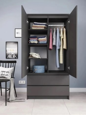 Шкаф 900 мм с антресолью Мори 900.2 графит (ДСВ) в Камышлове - kamyshlov.mebel-e96.ru