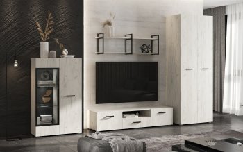 Стенка Нэнси new крафт белый (Миф) в Камышлове - kamyshlov.mebel-e96.ru