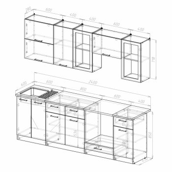 Кухонный гарнитур Ника базис 2400 мм (Герда) в Камышлове - kamyshlov.mebel-e96.ru