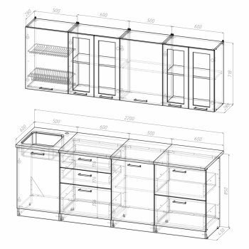 Кухонный гарнитур Ника компакт 2200 мм (Герда) в Камышлове - kamyshlov.mebel-e96.ru