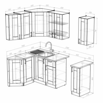 Кухонный гарнитур Ника литл 1500х1300 мм (Герда) в Камышлове - kamyshlov.mebel-e96.ru