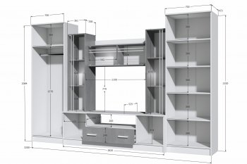 Стенка Николь-2 крафт серый/кашемир (Зарон) в Камышлове - kamyshlov.mebel-e96.ru